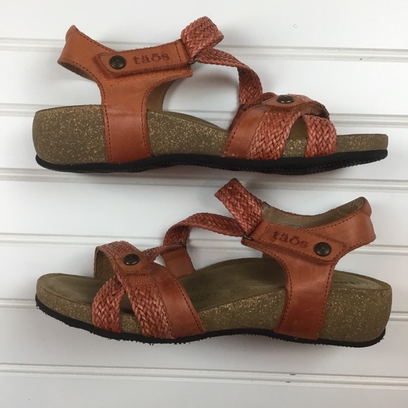 Taos Footwear Shoes | Taos Trulie Brick Woven Leather Wedge Cork Sandals | Poshmark